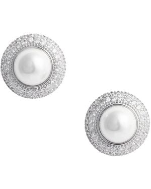 Self-Portrait Stud Earings With Crystal Embellishments - Metallic