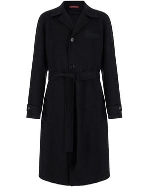 Gucci Cappotto Monopetto Con Revers Classici Ampi E Cintura - Nero