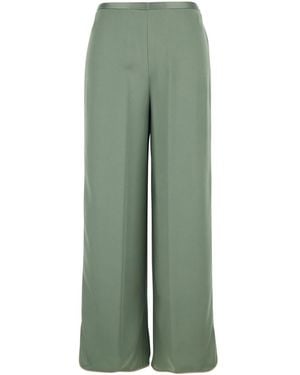 forte_forte Trousers With Rear Elastic Waist And Wide Leg - Green