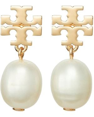 Tory Burch Moondance Pearl Drop Earrings - White