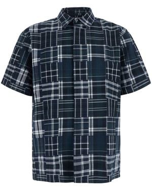 ERL Camicia A Maniche Corte Con Motivo A Quadri - Blu