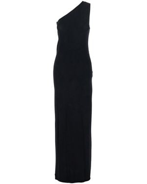 Semicouture One-Shoulder Long Dress With Asymmetric Neckline In - Black