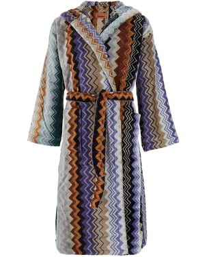 Missoni Bathrobe 'Giacomo' With Zig Zag Motif And Waist Belt - Multicolour