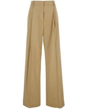 Dries Van Noten Pants With Pleated Details Fabric Pants - Natural