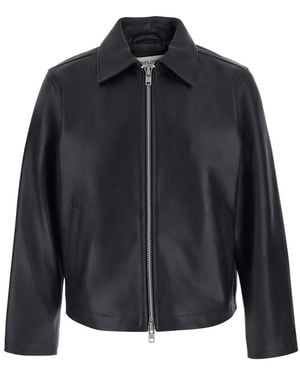 sunflower Crop Jacket With Classic Collar And Dropped Shoulders - Black