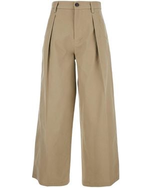 Tela Cotton Front Pleated Trousers For - Natural