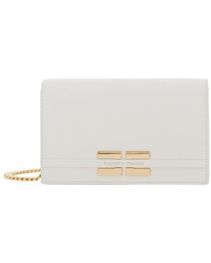 Elisabetta Franchi Clutch Bag With Logo Lettering On The Front And Chain Shoulder Strap - White