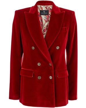 Etro Double-Breasted Jacket With Peak Revers - Red