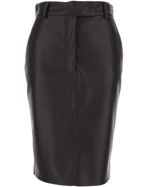 Plain Skirt With Front Concealed Closure - Black