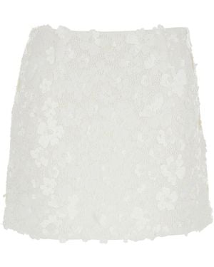 MICHAEL Michael Kors Floral Lace Midrise Miniskirt With Appliqué Detailing - White