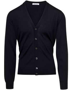 GAUDENZI Cardigan Con Scollo A V E Maniche Lunghe - Blu
