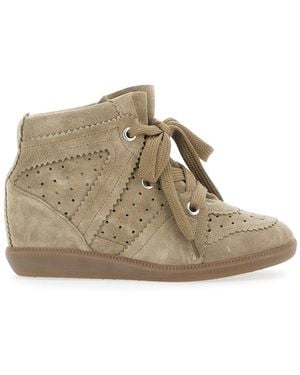 Isabel Marant 'Bobby' Trainers With Perforated Details And Fornt Lace-Up Closure - Brown
