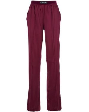 Tom Ford Fuchsia Trousers With Elastic Waist With Logo Lettering - Red
