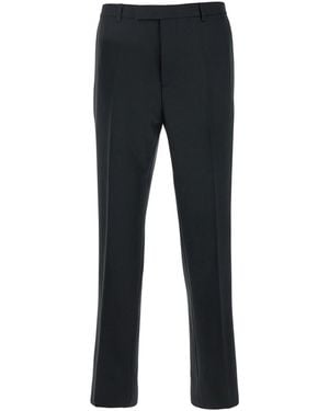 Gucci Tailored Pants With Gg Logo Embroidered On The Back - Blue