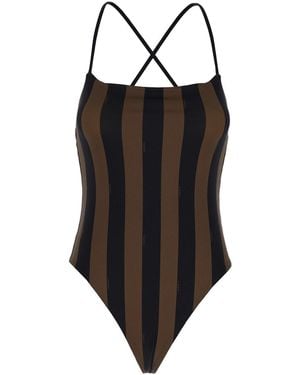 Fendi Costume Con Motivo A Righe E Ff - Nero