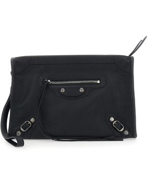 Balenciaga Pouch With Wrist Strap And Front Zip Pocket - Black