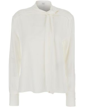 McQueen Blouse With Scarf Detail On The Front - White