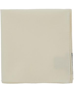 Emporio Armani Cream Virgin Wool Pocket Square With Internal Logo Patch For Elastane Papillon And Ties - Natural