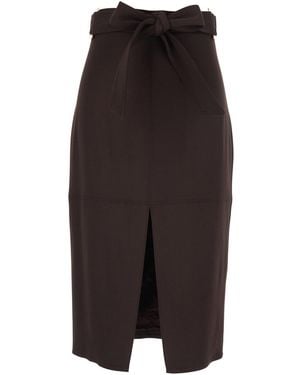 Elisabetta Franchi Dress 'Go17361E2644' With Bow Belt On The Front And - Brown