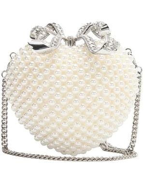 Self-Portrait Heart Shaped Clutch With Pearl Embellishments And - White