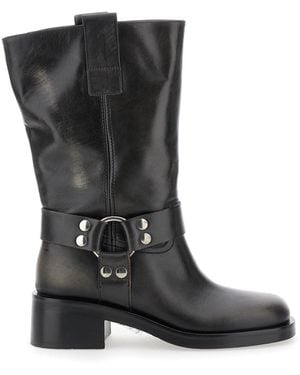 Strategia Ankle Boots With Studs And Ring - Black