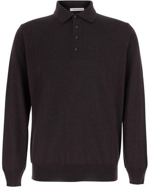 Kangra Polo 4 Bott. F.14Gg Con Collo A Polo E Maniche Lunghe - Nero