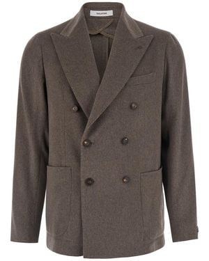 Tagliatore 'Montecarlo' Double-Breasted Jacket With Peak Revers - Brown