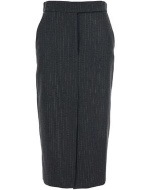Plain Gonna Con Spacco Su Fronte E Retro E Motivo A Righe All-Over In - Grigio