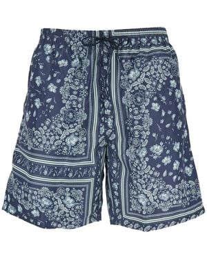 Fendi Swimsuit With Elasticated Waist And All-Over Ff Motif - Blue