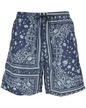 Fendi Swimsuit With Elasticated Waist And All-Over Ff Motif - Blue