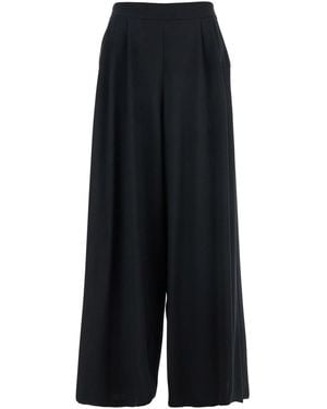 Le Plain Trousers With Semi-Elastic Waist And Oversize Design - Black