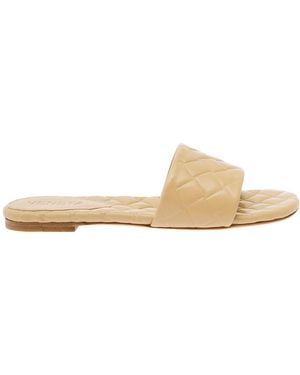 Bottega Veneta 'Slide Amy' Sandals With Intreccio Motif - Natural