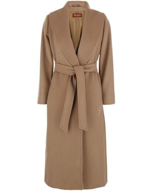Max Mara 'Loriana' Coat With Shawl Revers And Front Belt C - Natural