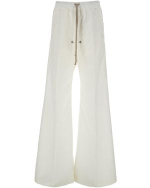 Rick Owens 'Belas' Pants With Drawstring Waist And Logo Patch On The Side - White