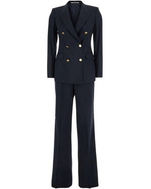 Tagliatore Double-Breasted Suit With Peak Revers - Blue