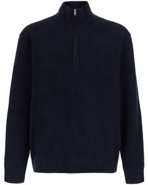 NN07 Vertical Striped Zip Sweater For - Blue