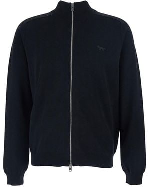 Maison Kitsuné Sweatshirt With High Neck And Logo Embroidery On The Front - Blue
