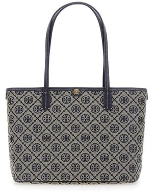 Tory Burch Tote T Monogram Small Zip - Grey