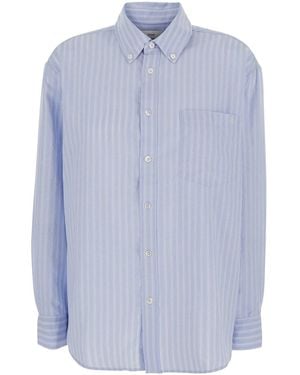 DUNST Classic Striped Bd Overshirt - Blue