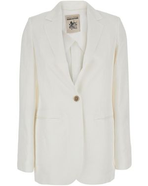 Semicouture Single-Breasted Jacket With Notched Revers - White