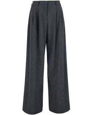Le Plain Pantaloni Con Plisse Sul Fronte - Grigio