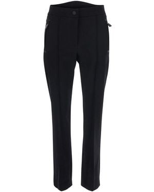Moncler Stretch Pants With Logo Patch On The Back - Black