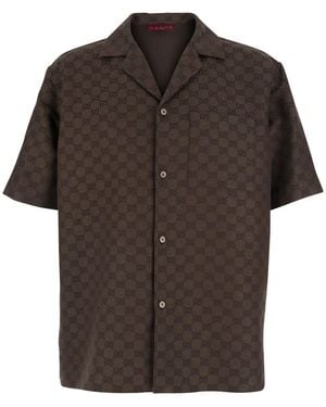 Gucci Lino Gg Allover - Brown