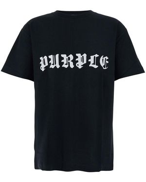 Purple Brand Crewneck T-Shirt With Logo Lettering On The Front I - Black