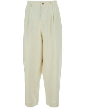 Maison Kitsuné 'Tailored Pleated' Trousers With Front Pleats And - White