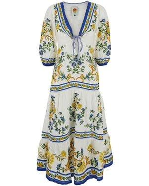 FARM Rio Maxi V-Neck Dress - White