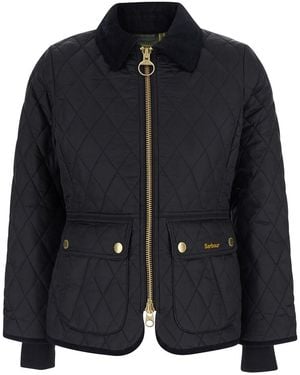 Barbour Fitted Beadnell Jacket With Shirt Collar And Pockets - Black