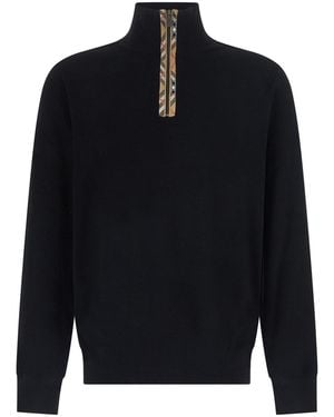 Burberry Half-Zip Merino Jumper For - Blue