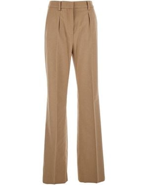 Max Mara Pantaloni Con Passanti Per Cinture E Dettagli Con Pence - Neutro