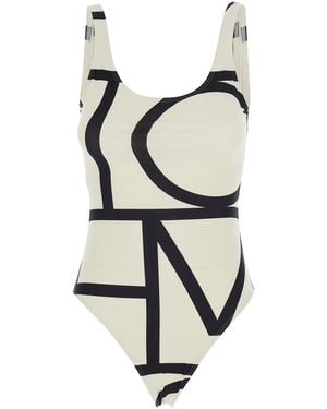 TOTEME One-Piece Swimsuit With Round Neckline And All-Over Monog - White